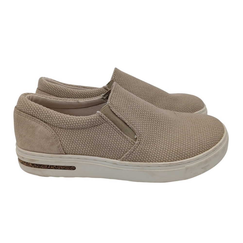 Birkenstock Oswego Sandcastle Beige Canvas Suede Slip On Sneakers Women 36 5 5.5